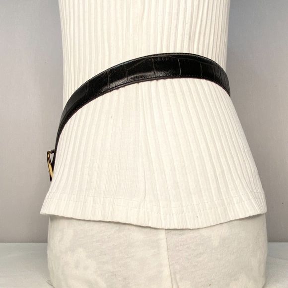 Jos A Bank Black Belt Mens 34 Waist Croc Embossed Leather - Picture 5 of 14